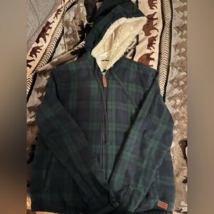XS LL Bean Sherpa Lined Flannel Jacket